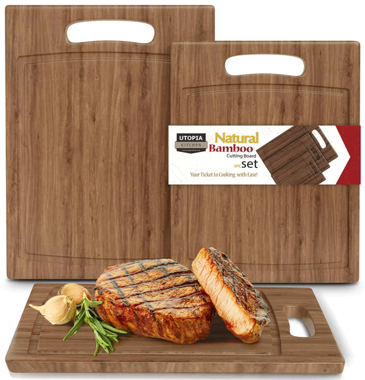 Utopia Kitchen Bamboo Serving Board Set – 3 Pieces
